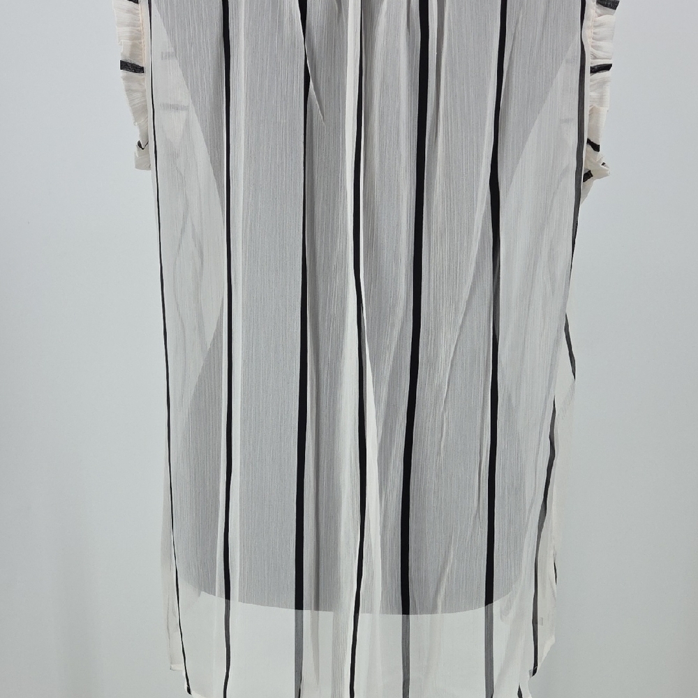 Who What Wear White Sleeveless Ruffle Mock Neck Striped Cami - Picture 13 of 15